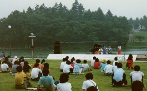 Being introduced prior to performance - wonderful Japanese lakeside setting